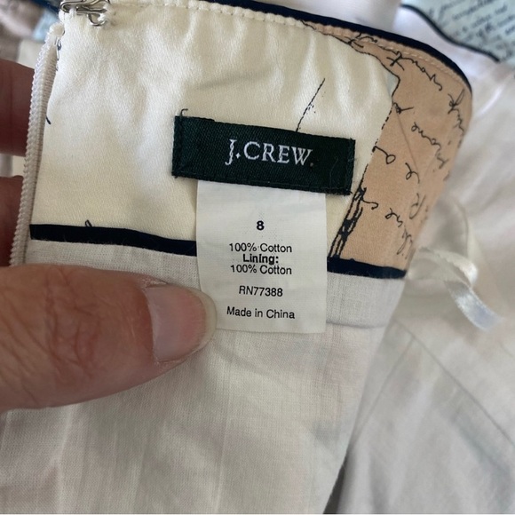 J. Crew Cream Lt. Blue Tan Love Letter Postcard Sundress - Picture 6 of 7